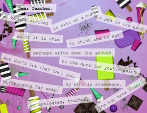 Text of Absent poem on an image